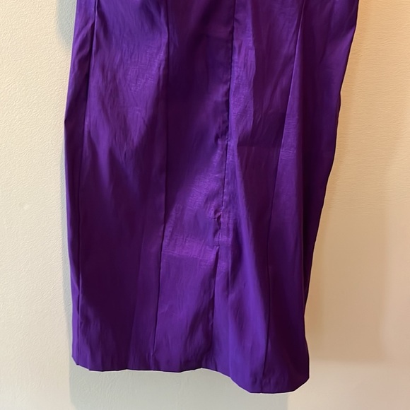 S. L. Fashions  Dress  Purple with Sheen  Floral embellished neckline NWOT  Sz.4 - Picture 7 of 10